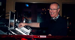 Jay Batson DJing at the Drupal 7 Release Party in Boston